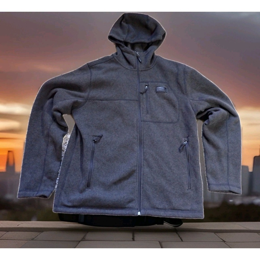 The North Face Fleece‎ Hoodie Mens Large Gray Excellent Full Zip Sherpa Lined